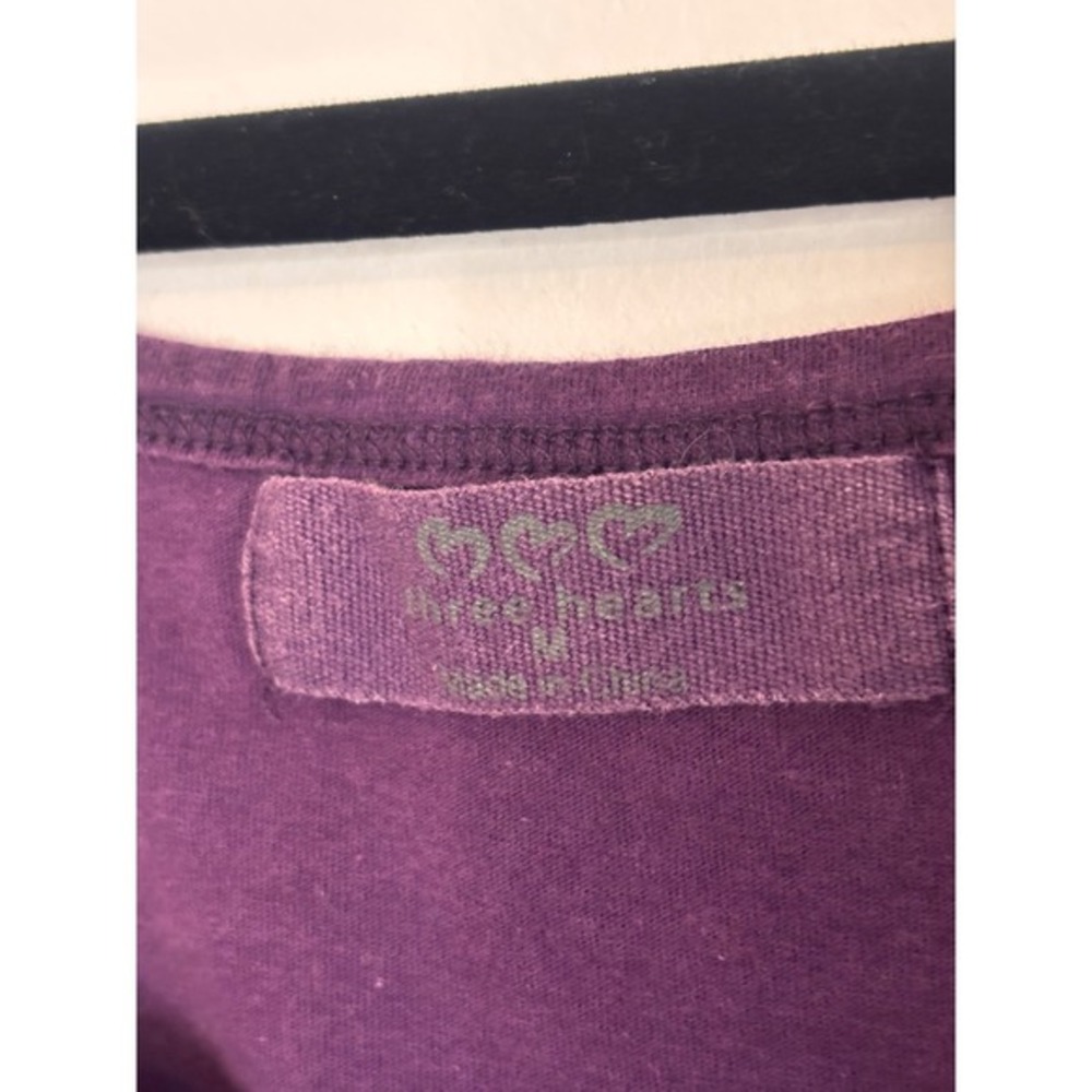 Three Hearts Womens Tank Top Size M Purple Cotton Cami Heart Logo Minimalist - Picture 5 of 6